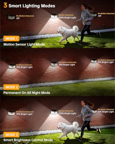 Image of Aootek Solar Motion Sensor Lights Outdoor 120 LEDs, Brown, 6 Pack | Lights Reflector, 270 Wide Angle, IP65 Waterproof, Step Lights For Front Door, Yard, Garage, Deck