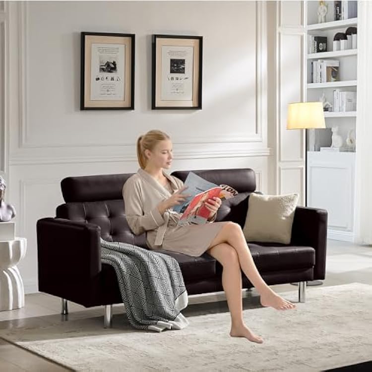 72 Top-Grain Loveseat Leather Sofa Couch, Modern Panama | Ubuy