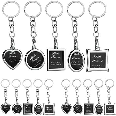 MengH-SHOP Photo Frame Keychain Blank Picture Frame Key Rings DIY Photos Keyring Pack for Valentine's Day, Birthday, Father's Day, Mother Day, Graduate, Wedding Gifts 15 Pieces (5 Styles)