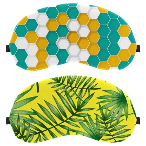 Paquete de 2 antifaz para dormir con patrón de palmito tropical sin costuras para dormir de lado, máscara de dormir, máscara de bloqueo de luz, cubierta suave para viajes, siesta, avión