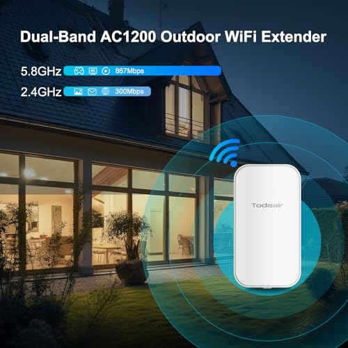 2025 WiFi Extender Signal Booster IP65 Weatherproof AC1200Mbps Transmission Range Up to 300 feet and 30 Devices Ethernet Port Support Repeater & AP Mode - Image 3