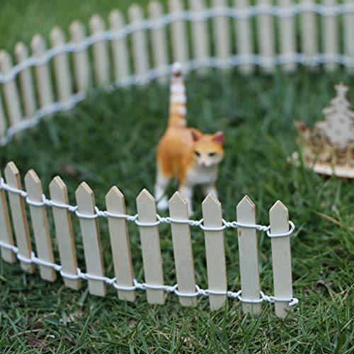 Ymeibe 35 Inch 2-Pack Miniature Fairy Garden Fence Wood Decorative Ornament Fence For Dollhouse Succulent Plant Pot Diy Diorama Project Height 2 Inch (Wood) #TOP5