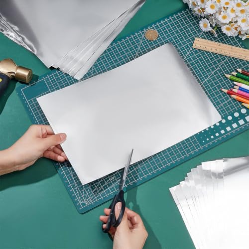 OLYCRAFT 30 Blatt Aluminium Metall Bastelarbeiten 30x20cm Doppelseitig Silberfarbene Metallfolie 0.1mm Dickes Zinnfolien Blitzblech Zum Bemalen Gravieren Und Prägen Kunstprojekte DIY Bastelarbeiten