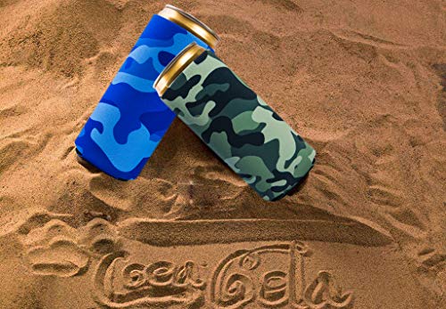 Slim Can Sleeves - Neoprene Bottle Insulator Sleeve Set of 2 Can Beverage Coolers for 12oz Energy Drink & Beer Cans (Camouflage) - Thumbnail 2