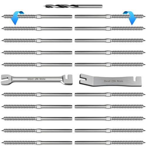 Cable Railing Hardware 1/8" T316 Swage Lag Screws for Wood Post 20Pack