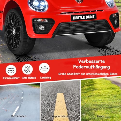 DREAMADE Elektroauto für Kinder, 12V Kinderfahrzeug mit 2,4G Fernbedienung, Kinderauto elektrisch mit LED-Licht & Musik & Sicherheitsgurt, Elektrofahrzueg für Kinder ab 3 Jahre (Rot) – Bild 6