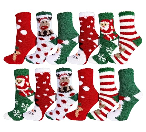 Winterlace Womens Christmas Socks 12 Pairs Holiday Xmas Novelty Colorful Patterns
