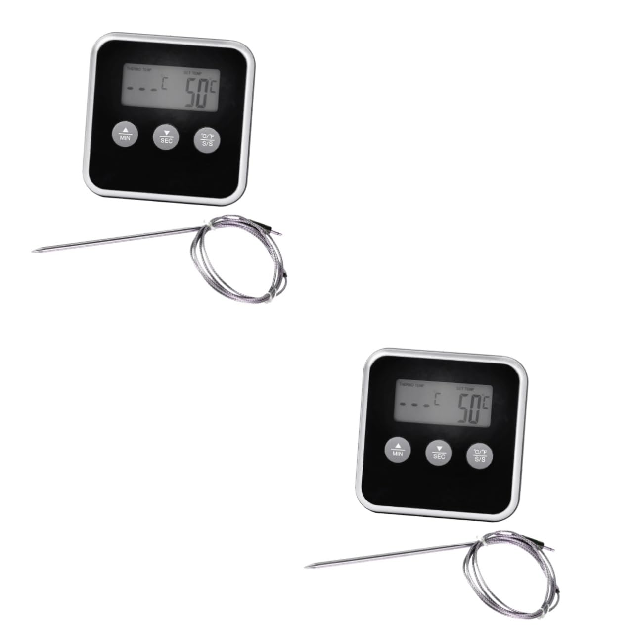 MAGICLULU 2pezzi Termometro Digitale Wireless Per Cucina e Bbq Timer Lcd Con Allerta Temperatura Strumento Di Cottura Senza Batteria Per Pesce e Pollame Precisione Professionale