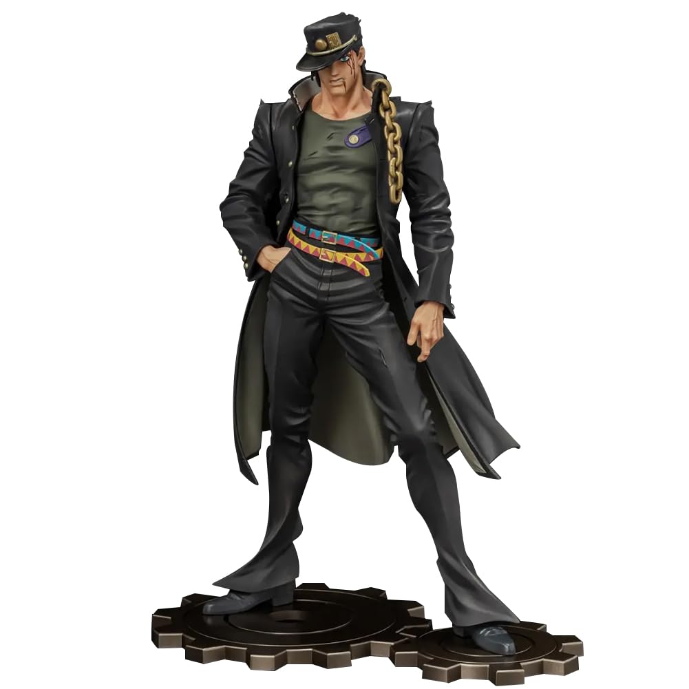 Zhongkaihua JJBA Jotaro Figure 24CM Jotaro Action Figure Dual Head Ver. with Interchangeable Parts Gear Base, PVC Statue for Desk Shelf Room Decor, Birthday Gift for Fans