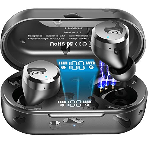 TOZO T12 Wireless Earbuds Bluetooth Headphones with Touch Control and Wireless Charging Case