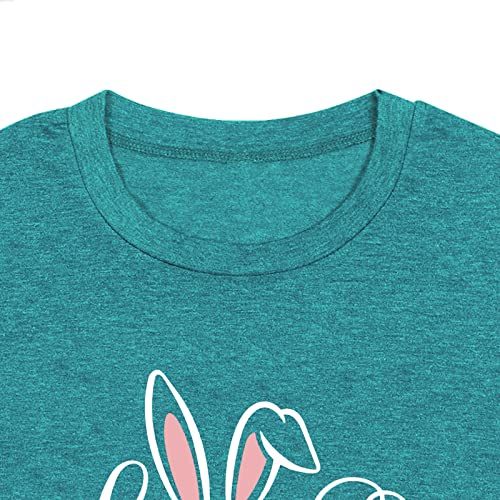 Image of Women Happy Easter T Shirt Bunny Rabbit Graphic T-Shirt Funny Letter Printed Shirts Short Sleeve Tops