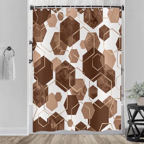 Rideau de douche imperméable marron 180x220 lavable rideau de bain moderne - 3