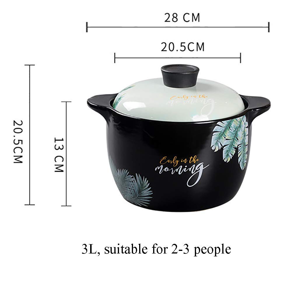 Lattina di Argilla Ceramica, casseruola in Terracotta Naturale da Cucina, cocotte Antiaderente Adatta per 2-3 Persone 3 Litri (3 Litri)