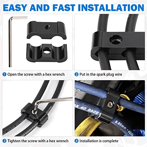 Shinehome AH-80005231 12Pc Car Engine Spark Plug Wire Separator Divider Set For 8Mm 9Mm 10Mm Spark Plug Wire Holder Clamp Ignition Wire Loom Divider Aluminum Alloy Wire Separators thumb #2