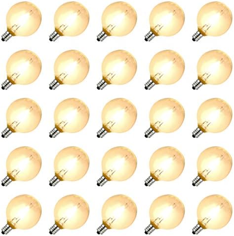 Led Lights Fairy Lights 25 Ft Clear Globe G40 String Lights Set with 25 G40 Bulbs, waterproof, End-to-end - CE Listed Indoor/ Outdoor LED Bulbs