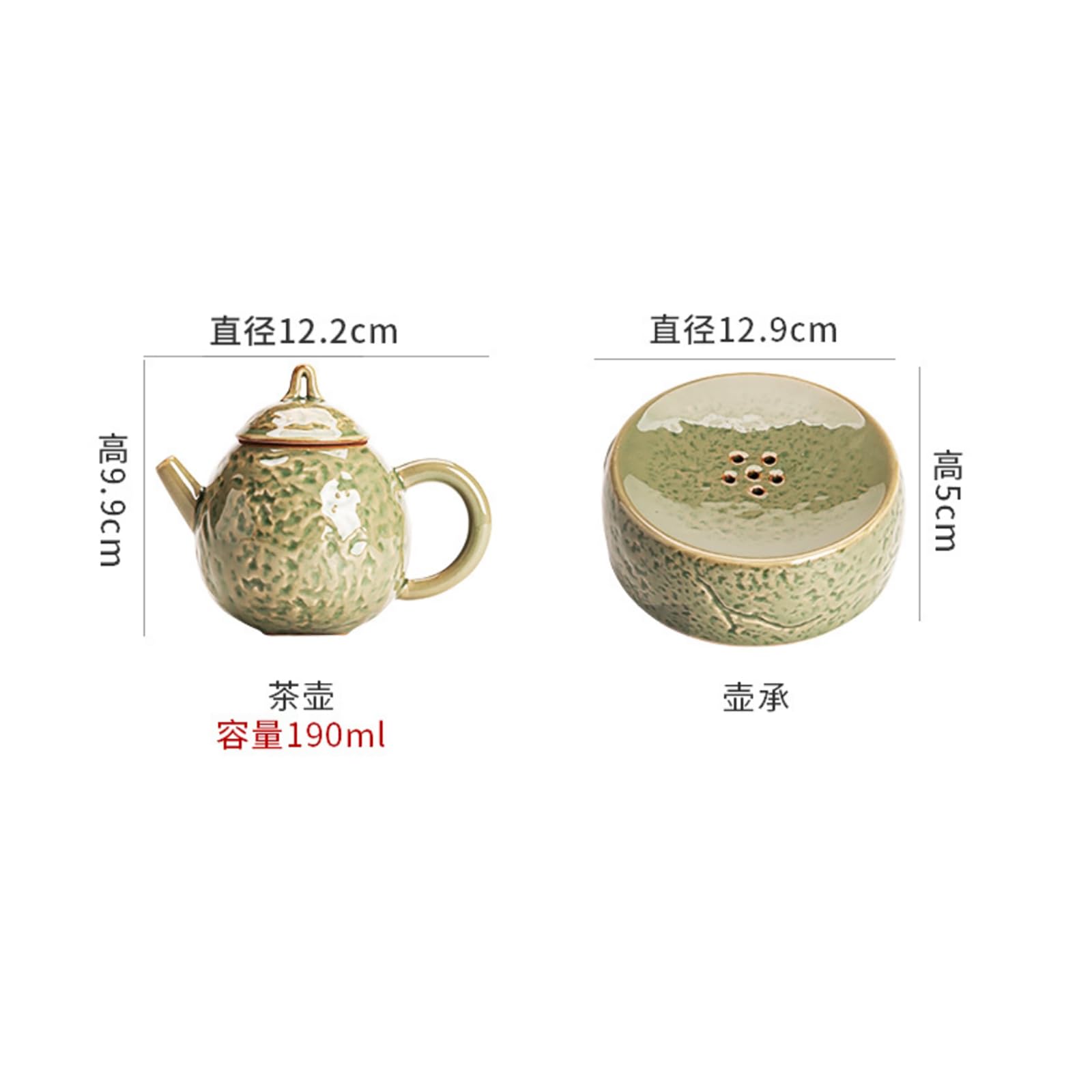 190 ml - 6 uncji ceramiczny domowy czajniczek retro herbata Kung Fu z filtrem sprzęgło - retro zielona glazura