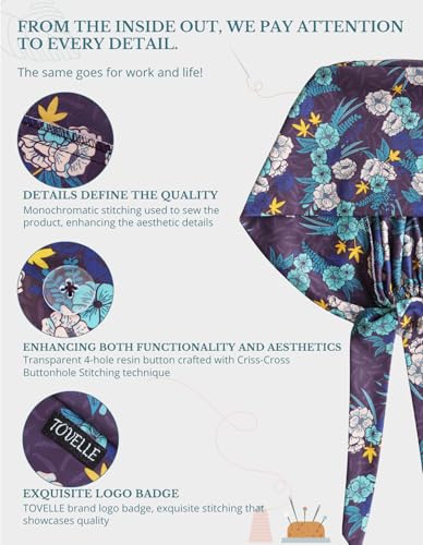Image of Scrub Caps for Women with Buttons, Classic Surgical Caps