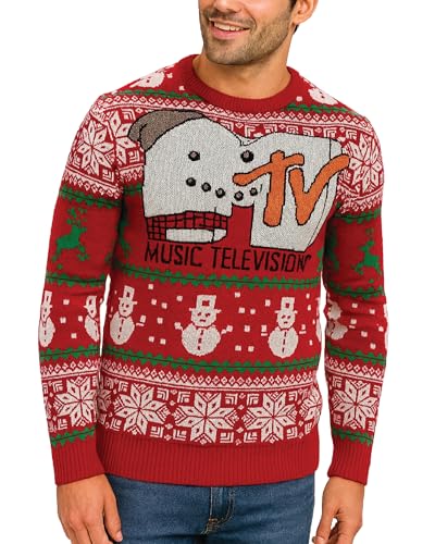Mtv Mens Ugly Christmas Sweater Long Sleeve Crewneck Pullover Sweater | Soft 100% Acrylic Knit Sweater Fabric, Crew Neck, Long Sleeve, Regular Fit Through The Body 1 Mtv Mens Ugly Christmas Sweater Long Sleeve Crewneck Pullover Sweater | Soft 100% Acrylic Knit Sweater Fabric, Crew Neck, Long Sleeve, Regular Fit Through The Body