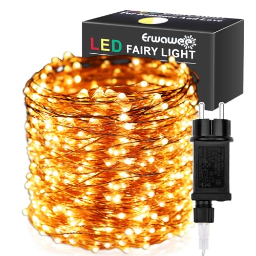 Guirnaldas luminosas,100m 1000 LED Cadena de Luces Alambre de cobre con 8 Modo de Iluminación,Exterior Impermeable para Navidad Decoración Interior e Exterior,Árbol,Fiestas,Jardín,Blanco cálido