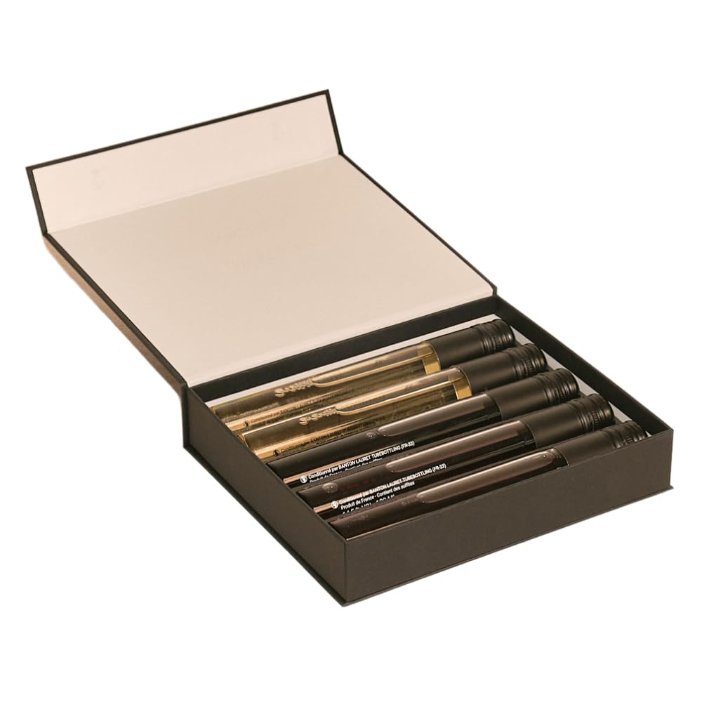 Caja de cata de vinos imprescindibles – 5 frascos de 10 cl (3 tintos, 2 blancos) | selección Francia (Burdeos, Borgoña, Alsacia, Languedoc, Côtes-du-Rhône)