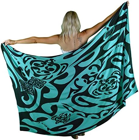 Island Style - Island Turtle, Full-Sized Sarong (Teal/Black)