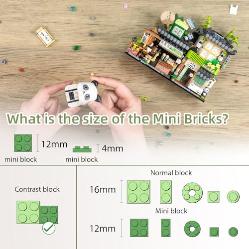 Image of Street View Tea Shop Mini Building Blocks, MOC Creative Building Toys Cute Panda Animals Building Set for Girls 6-12, Simulation Architecture Construction Toy, Gift Idea for Kids Adults (860PCS)