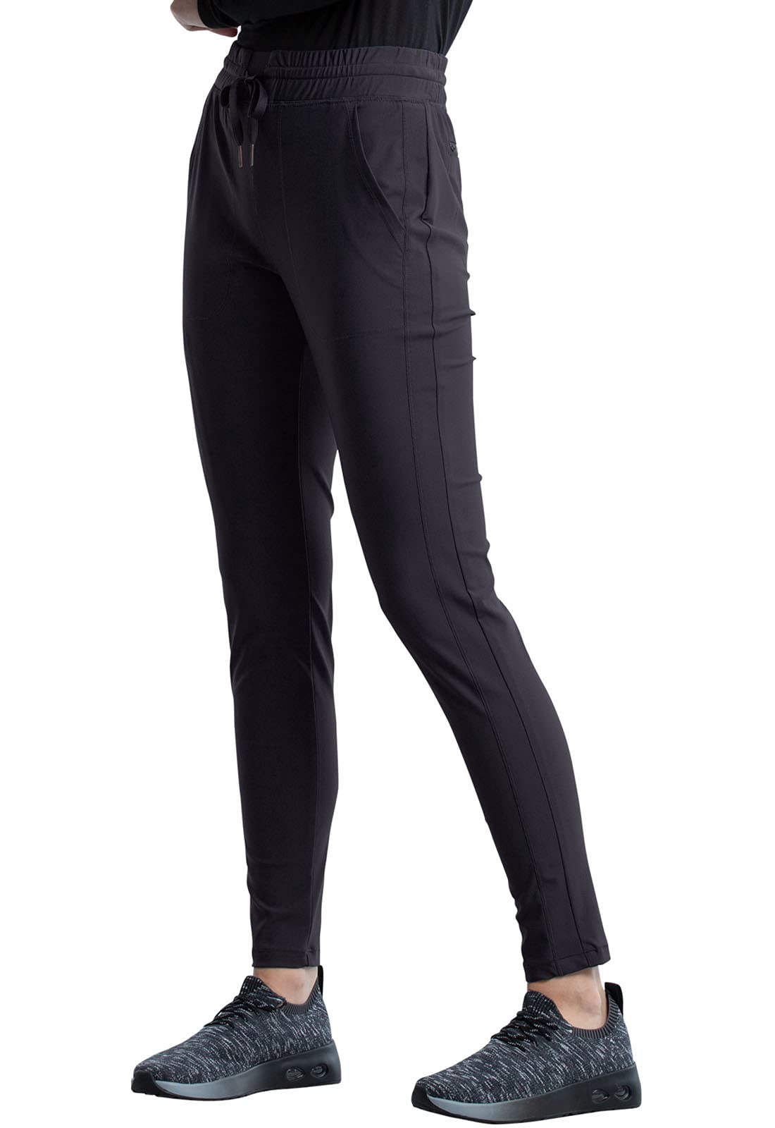 Cherokee Conjunto de uniforme médico para mujer, 7 bolsillos, cuello en V, dobladillo curvado CK840 y pantalón de pierna cónica de tiro medio CK095, peltre XL / pantalón 2XL
