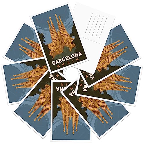 gaeaverse Barcelona Spain Landscape Postcards Vintage Postcards 9pc/Set World Cities Greeting Cards for Business World Travel Landscape Postcard