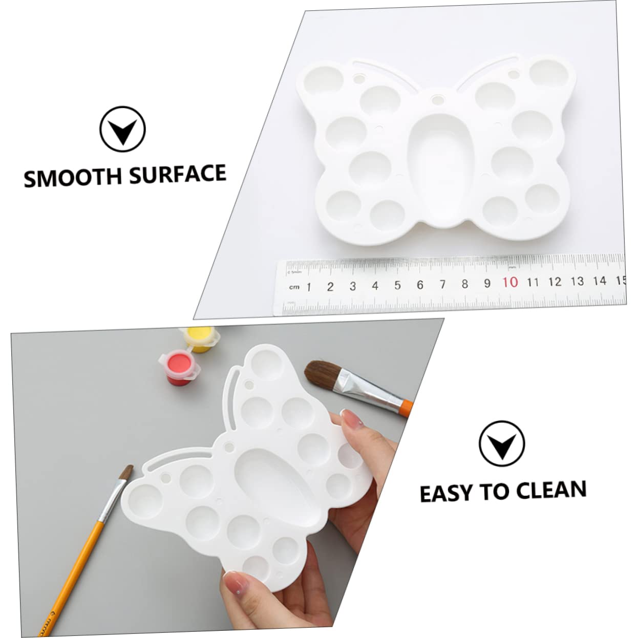 HOMSFOU 12Pcs Butterfly Shaped Pigment Tray Multi Color Mixing Tool for Art Projects Durable Reusable for Amateurs and Professionals