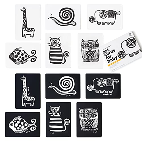 Image of Wee Gallery Art Cards for Baby, Durable High Contrast Black and White Animal Flashcards for Newborns, Brain Development, Sensory Toys, Tummy Time Essentials for Infant and Toddler - Original Animals