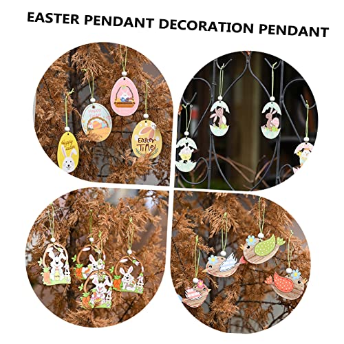 Adornos de Pascua para manualidades y etiquetas de conejito colgante de madera 7