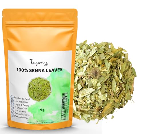 2kg Feuilles de Séné Entières - Puissant Purgatif, Laxatif Naturel - Tazarin Ltd - Favorise le Transit Intestinal et le Nettoyage du Colon - Tisane Detox
