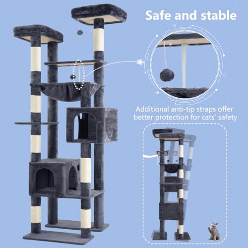 Image of Hey-brother Cat Tree Tower with Multi-Level Duty Scratching Posts, 0MPJ039G