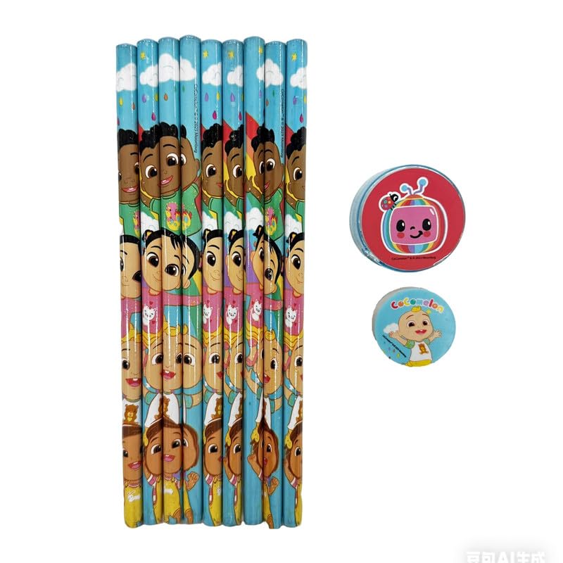Image of CoComelon 11 pcs Stationery Set Pencils, Eraser, Sharpener | Study Kit for Boys & Girls | School Gift Set | Return Gift
