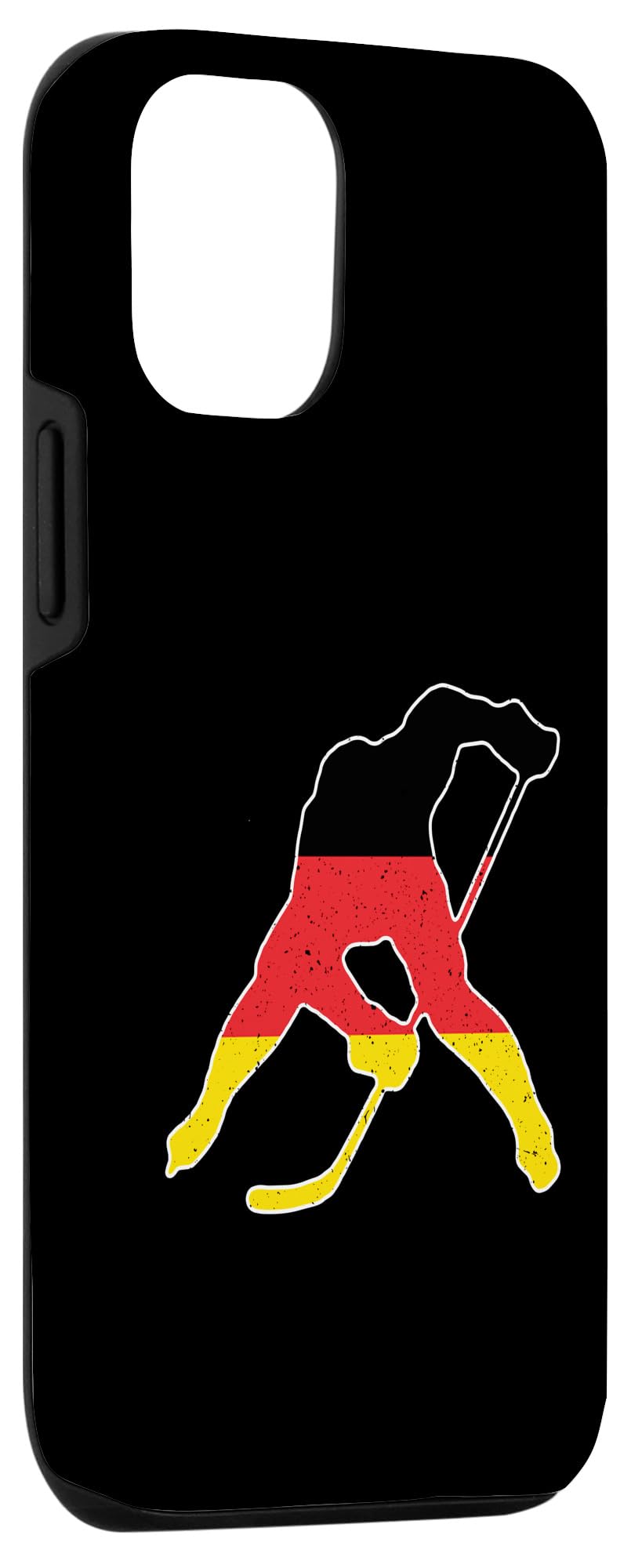 iPhone 14 Pro Vintage Germany Flag In German Hockey Player Silhouette Case - Image 3