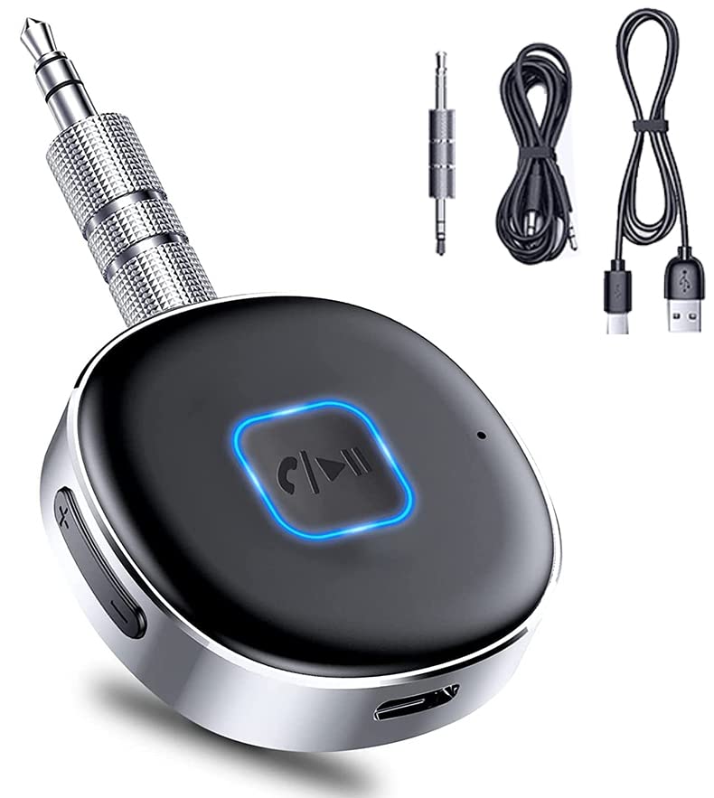 Aux Bluetooth Adapter for Car Bluetooth Receiver 3.5mm Dual Connection Hands-free Calls Noise Cancelling Bluetooth 5.0 Receiver for Car Home Stereo Headphones Speakers