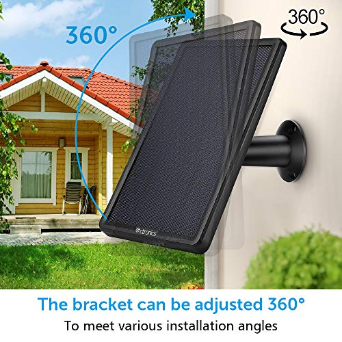 Ctronics Solar Panel Power Supply for Battery Powered IP Outdoor Security Camera Input 5V with 4M Power Cable, Built-in 2400mAh Battery, 360°Adjustable Bracket, Waterproof IP66 - Thumbnail 7