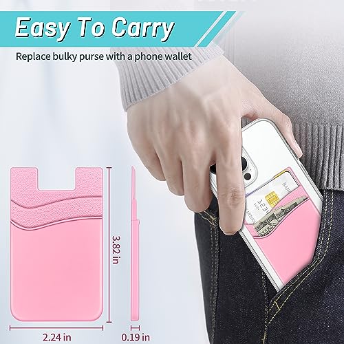 Image of SHANSHUI Phone Pocket, Stick on Wallet Credit Business Card Holder for Back of Phone Pocket Compatible for iPhone, Android and Every Smartphones (Black,White,Pink /3pcs)