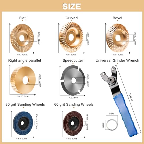 Coldairsoap 10 Pcs Angle Grinder Wood Carving Disc Set For 4 Inch Or 4 1/2 Inch Angle Grinder With 5/8 Inch Arbor thumb #1