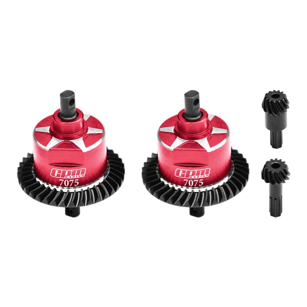 4140 Carbon Steel + 7075 Alloy Front & Rear Complete Differential for Traxxas 1:16 Mini Maxx 4WD 107154-1 / Mini XRT VXL-3S 108076-1 Monster Truck Upgrades - Red