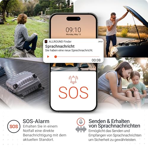 PAJ GPS - Allround Finder 4G - GPS-Tracker für Auto, Motorrad, Fahrzeuge, Kinder, Senioren & Demenz - Sprachnachrichten - Echtzeit-Ortungsgerät mit SOS-Notrufknopf - bis 40 Tage Akkulaufzeit