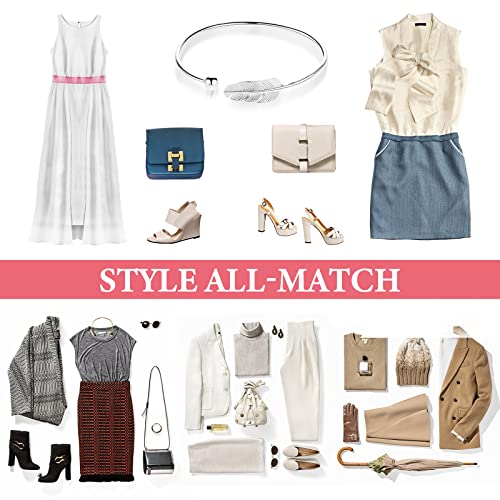 Abeillo Versilbert Feather Silver Bangle Bracelet Adjustable, Fidget Bracelet Bangle Jewelry Gift for Women Girls Ladies Birthday Valentine Graduation Nouvelle année Gift – Image 3