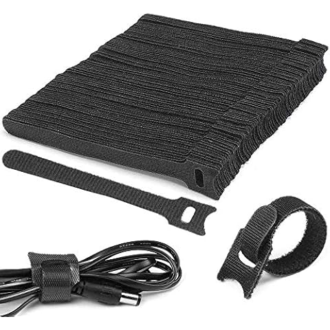 O-Kinee 150pcs Cable Ties, Adjustable Reusable Cable Straps, Hook and Loop Cable Straps Cable Ties, Loop Long Cable Straps Black (150 pcs) Cover