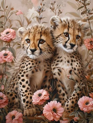 Diamond Painting Adulte 5D Léopard Mignon 100x135cm Kit Peinture Diamant