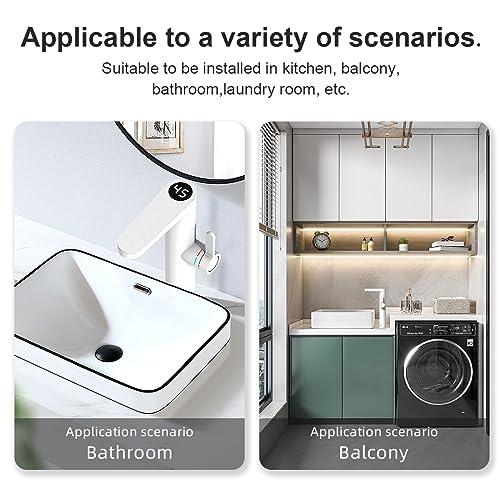 Briwellna Sofort-Warmwasserhahn für Aufsatzwaschbecken, 220 V elektrischer Wasserhahn, Durchlauferhitzer mit Digitalanzeige, hoher Wasserhahn für Badezimmer (Weiß)