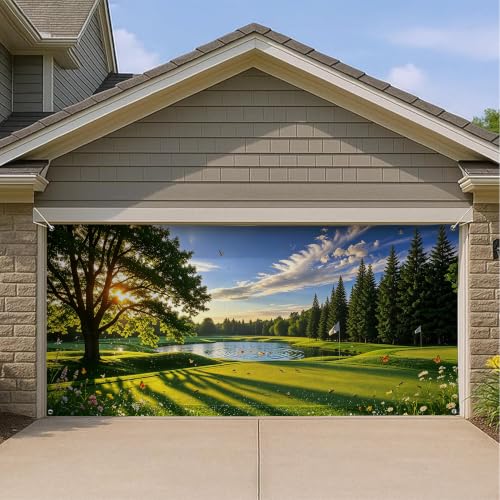 Couverture de porte de garage de golf durable pour une décoration murale verte