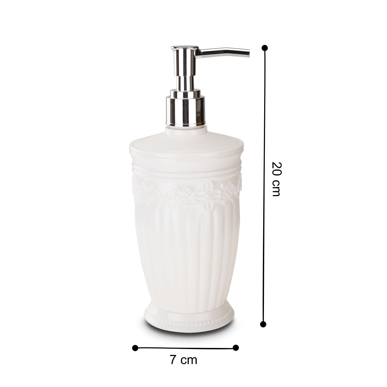 Nayasa Bianca Soap Dispenser Set of 2, Classy Embossed Floral Design Liquid Soap Dispenser with Pump, Can Be Used for Handwash, Lotion, Sanitizer, Shampoo, for Home & Kitchen, White 1
