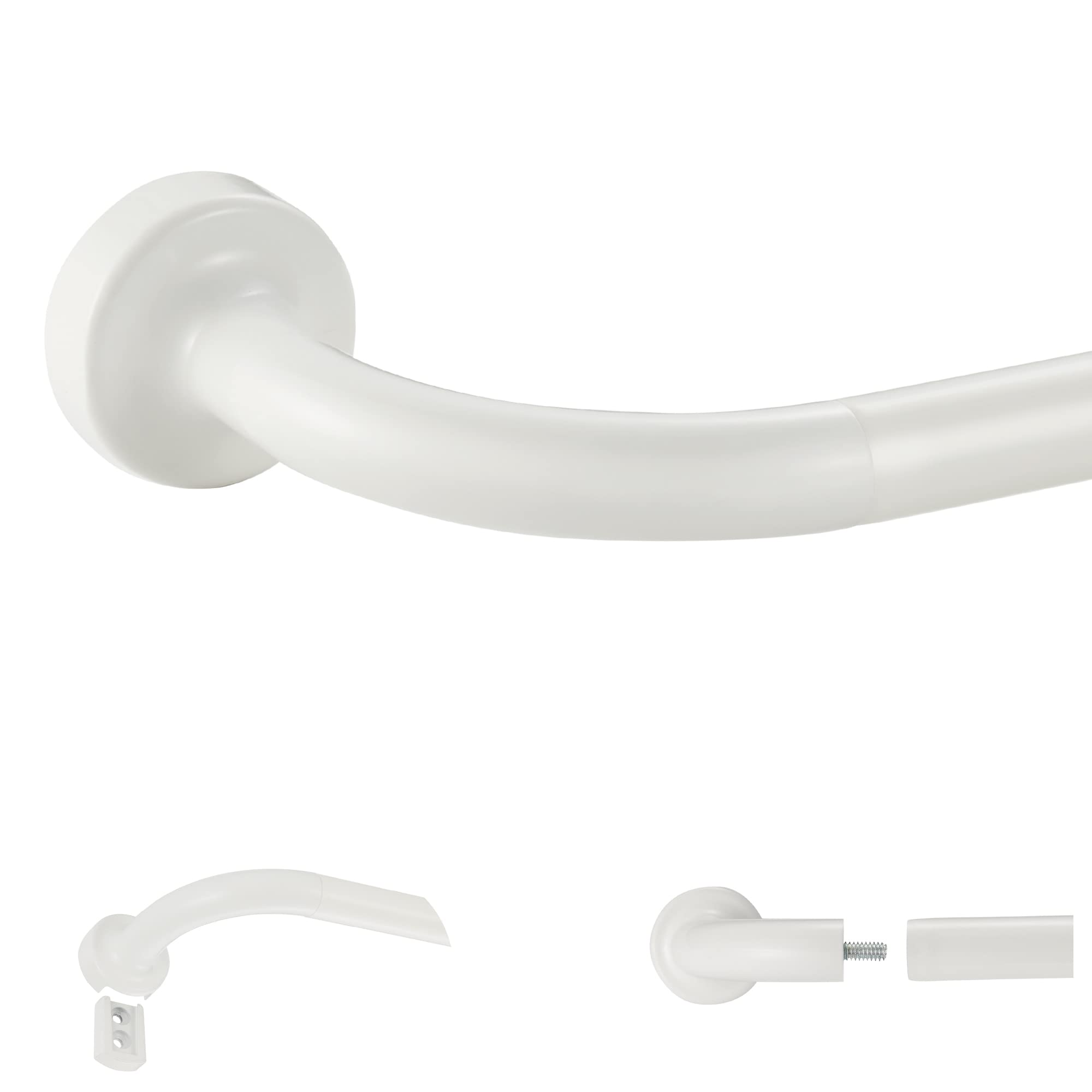 White Disc Curtain Rods, 48-84 Inches Window Curtain Rod,Adjustable Room Darkening Curtain Rod with Aluminum Finials and Brackets,Wrap Around Design โ image 1