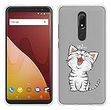 Sunrive Für Wiko View Prime Hülle Silikon, Handyhülle Schutzhülle Etui Hülle Backcover für Wiko View Prime 5,7 Zoll(TPU Katze 2)+Gratis Universal Eingabestift