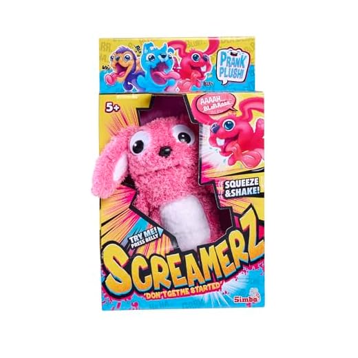 Simba 105953332 ScreamerZ Hase „Rambling Rabbit“ mit Sound - witziges Kuscheltier mit Schrei-Geräuschen - Plüschfigur für Kinder ab 5 Jahre, ca. 30 cm, rosa